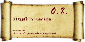 Oltyán Karina névjegykártya